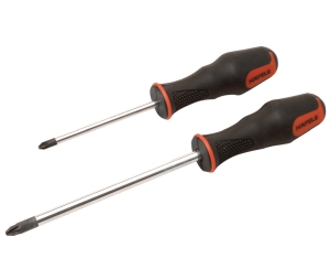 Hafele 006.28.282 Screwdriver, Comfort Grip Ergonomic Handle, Phillips Drive #2, Steel Shaft, Plastic Hand Grip