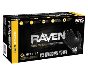 Hafele 007.64.048 Raven Gloves, 6 mm Thickness, Powder-Free, XXL Size, Nitrile, Black, Box of 100 Pieces