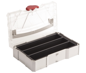 Hafele 008.06.889 Storage Box, Mini Systainer®, 3 Compartments, Plastic, Light Gray