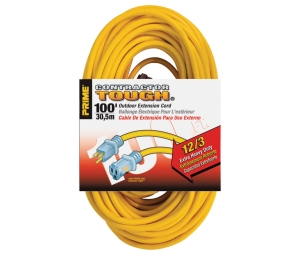 Hafele 008.74.202 Extension Cord, Contractor Grade with Primelight® Indicator Light, 12/3 Gauge, 100' (30.5 m) Length, Yellow