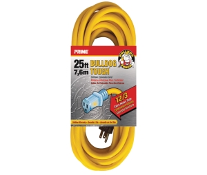 Hafele 008.74.203 Extension Cord, Heavy Duty with Primelight® Indicator Light, 12/3 Gauge, 300" (7.6 m) Length, Yellow