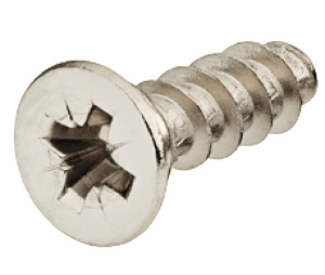 Hafele 013.15.617 Euro Screw, Varianta with #2 Pozi Drive, For Drill Holes with 3 mm (1/8"), 10.5 mm (13/32") Length, Steel, Nickel Plated, Box of 1000 Pieces