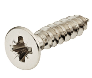 Hafele 015.35.824 Chipboard Screw, Hospa, Countersunk Head, For Hardware Fittings/Concealed Hinges, 15 mm (9/16") Length, Steel, Nickel Plated, Box of 1000 Pieces