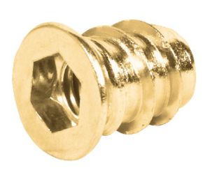 Hafele 030.10.585 Socket, With Hex Head, M8 Thread, 17 mm (11/16") Length L, 10 mm (3/8") Hole Diameter, Steel, Yellow Chromatized