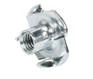 Hafele 031.00.301 T-Nut, 4-Pronged, 11.5 mm (7/16") Sleeve Diameter, M10 Thread, Steel, Unfinished