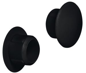 Hafele 045.00.341 Cover Cap, For Blind Holes Ø 3/8" (10 mm), 9/16" (15mm) Head Diameter, 3/8" (10 mm) Length, Plastic, Black, Box of 100 Pieces