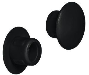 Hafele 045.00.387 Cover Cap, Tapered For Tight Grip, 1/2" (13 mm) Diameter, 1/4" (6 mm) Length, Plastic, Black, Box of 100 Pieces