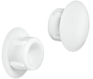 Hafele 045.00.743 Cover Cap, For Blind Holes Ø 3/8" (10 mm), 9/16" (15mm) Head Diameter, 3/8" (10 mm) Length, Plastic, White, Box of 100 Pieces