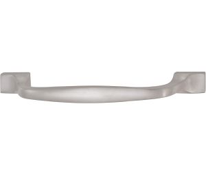 Hafele 100.61.626 Handle, Beaulieu Collection, 5" Centre To Centre, 6-11/16" Length, 1-1/8" Depth, 11/16" Height, Brass, Brushed Nickel