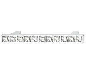 Hafele 103.29.711 Handle, 3-3/4" Hole Spacing, 5-3/8" Length, 9/16" Width, Zinc & Crystal, Polished Nickel & Transparent