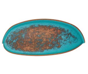 Hafele 105.61.014 Cup Handle, 3-1/6" Hole Spacing, 4-1/6" Length, 1-1/4" Depth, 1-1/4" Height, Zinc, Rustic Copper