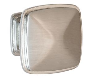 Hafele 110.93.662 Knob, Keystone Collection, 1-1/4" Length, 1" Depth, 1-1/4" Height, Zinc, Satin Nickel