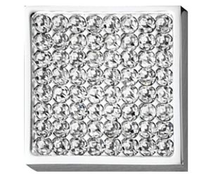 Hafele 111.25.252 Knob, Elements Collection, 1-3/16" Length, 1-1/6" Depth, 1-3/16" Height, Zinc & Crystal, Polished Chrome & Clear