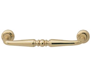 Hafele 121.88.868 Handle, Windsor Collection, 4-1/6" Length, 3-3/4" Hole Spacing, 1-3/16" Depth, 3/8" Height, Brass, Polished