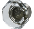Hafele 133.50.133 Knob, BP55268CG10 Model, 1 3/16" Length, 1 3/16" Width, 1 1/8" Height, Zinc/Glass, Satin Nickel/Clear