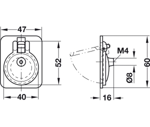 Hafele 155.01.572 Inset Ring Handle, Campaign Collection, External Dimensions 1-7/8" x 2-3/8", Brass, Brushed Brass