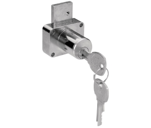 Hafele 232.14.300 Cabinet Drawer Lock, C8178-KD-26D Model, C8178 and C8179 Series, Keyed Different, 7/8" Cylinder Length, Brass, Brushed Chrome, 1 Set