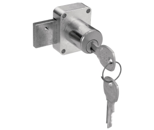 Hafele 232.14.404 Cabinet Door Lock, C8173-915-26D Model, 915 Key Change, Keyed Alike, Door Lock Mounting, Brass, Brushed Chrome, 1 Set