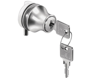 Hafele 233.05.600 Glass Door Pin Lock, Keyed Cabinet Locks, Keyed Different, Zinc Die-Cast, Matt Nickel-Plated