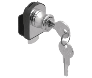 Hafele 233.18.830 Glass Door Lock, Non-Bore, Vertical Installation, Timberline - Modular Removable Core Locking System, Nylon/Brass-Plated/Steel, Polished Brass