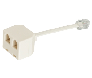 Hafele 237.56.370 Y-Adapter, ACC, for EFL 3 Dialock Furniture Lock, 3 15/16" Length, With 1 RJ10 Plug and 2 RJ10 Sockets, Plastic, Cream