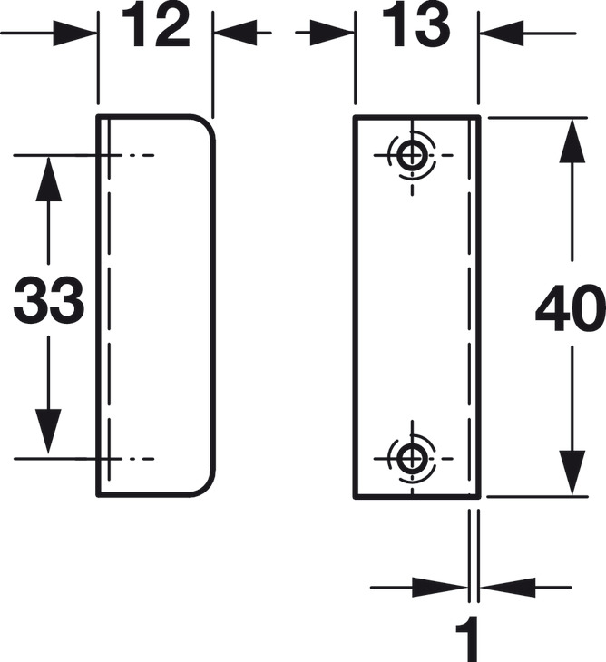 Hafele 239.41.013 Strike Plate, For Screwing, Angled, 1 9/16