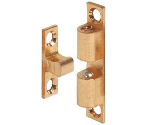 Hafele 244.20.015 Twin Ball Catch, Screw-Mounted, 2" Height, 7/16" Depth, Brass/Stainless Steel, Brass