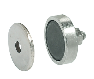 Hafele 246.96.008 Magnetic Catch, M5 Thread, Rigid Housing and Counterpiece, For Metal Cabinets, 6 lbs Pull Force, Steel