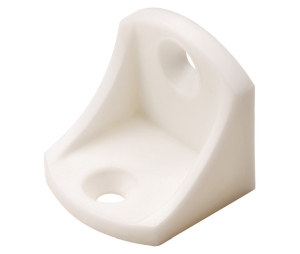 Hafele 260.24.715 Angle Bracket, For Furniture Assembly, 15/16" x 15/16" Leg Length, 15/16" Width, 1/8" Material Thickness, Plastic, White