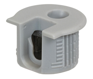Hafele 263.14.915 Connector Housing, Rafix 20 System, without Dowel, with Ridge, with Tightening Element, For wood thickness 19 mm, Plastic, Classic Gray