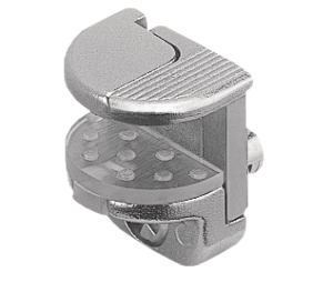 Hafele 282.13.712 Glass Shelf Support, for Glass Thickness of 3/10" - 1/2", for Insertion and Tightening in a Pre-drilled Hole, Nickel-Plated