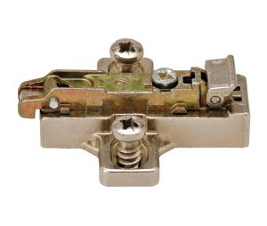 Hafele 329.63.787 Mounting Plate, Salice, BAVGE69F/16, with Pre-Installed Euro Screws, quick fixing system, 1/4" Distance, Nickel Plated