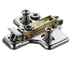 Hafele 329.69.013 Cruciform Mounting Plate, Salice, BARGL39F/16, with Pre-Installed 11 mm Euro Screws, quick fixing system, 1/8" Distance