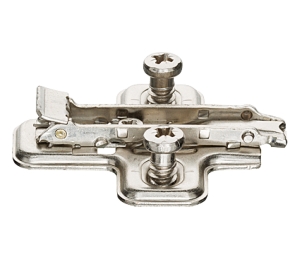 Hafele 329.74.510 Clip Mounting Plate, Salice, with Pre-Mounted Euro Screws, with Quick Fixing System, Model BAVGM09F/16, Steel, Nickel Plated