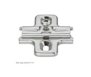 Hafele 329.80.555 Cruciform Mounting Plate, Häfele Duomatic A, B2V3H39/15, Pre-Mounted Euro Screws, Slide-on System, 1/8" Distance