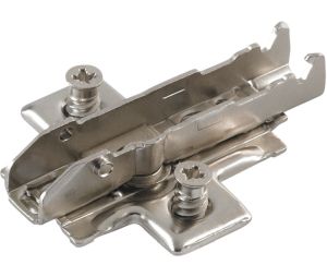 Hafele 348.38.521 Wing Baseplate, Grass Tiomos, Model F058139761228, 4-Point Fixing with Pre-Mounted Euro Screws, 0" Height