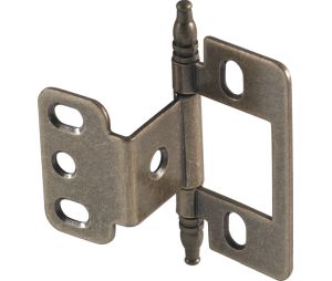 Hafele 351.86.120 Decorative Butt Hinge, Partial Wrap, Non-Mortised, Minaret Finial, for inset face frame doors, Antique Brass