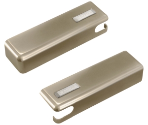 Hafele 372.96.025 Wind Covers, Salice, Model SRXA78ACSNXXF, Plastic/Steel, Champagne/Nickel-Plated, Per Set