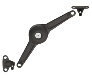 Hafele 373.66.212 Lid Stay/Flap Stay, Häfele Duo Standard, Complete Set, for Wood or Aluminum Framed Doors, for Wood Screws, Steel, Black