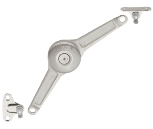 Hafele 373.66.614 Lid Stay/Flap Stay, Hafele Duo Standard, Complete Set, for Wood or Aluminum Framed Doors, for Euro Screws, Steel, Nickel Plated