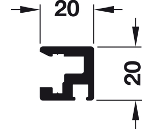 Hafele 401.66.902 Bottom Door Frame Profile, For Assembling Strut of Aluminum Frame, for Hawa Clipo, 8' 2 7/16" Length, Aluminum, Silver