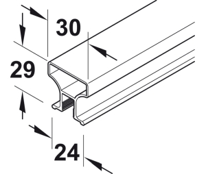 Hafele 403.37.956 Aluminum Vertical Frame Profile, Silent Aluflex 40, 17' 2 11/16" Length, 19 11/16" - 59 1/16" Door Width, Aluminum, Silver