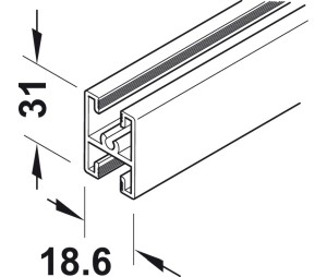 Hafele 403.52.920 Mullion, for Slido R-Aluflex 80A, 6' 6 3/4" Length, 176 lbs Weight Capacity, Aluminum, Silver Colored