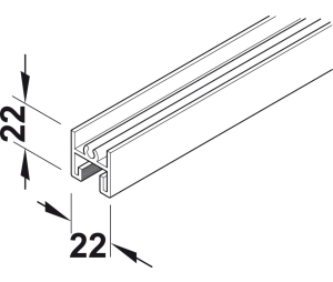 Hafele 403.62.960 Top Frame Profile, 19' 8 1/4" Length, 176 lbs Weight Capacity, Aluminum, Silver Anodized