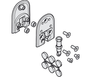 Hafele 404.95.916 Lower Guide Set, Spring Loaded for One Glass Door, HAWA Ordena 70/F, Plastic/Brass/Steel, Black Brass Colored, 1 Set