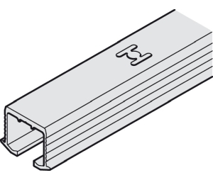 Hafele 405.00.623 Single Upper Track, Pre-Drilled, for Screw Fixing, 11' 5 13/16" Length, Aluminum, Silver Colored, Anodized
