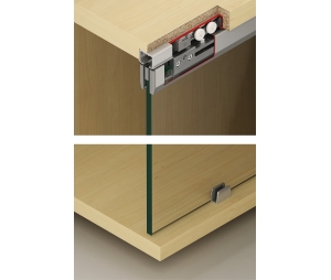 Hafele 405.02.409 Sliding Door Hardware, Hawa Clipo 36 G IF, For 1 Glass Door, 79 lbs Max Door Weight, Plastic/Steel, 1 Set