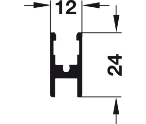 Hafele 405.03.203 Glass Fixing Profile, Hawa Clipo 36 GPK/GPPK Inslide, 11' 5 13/16" Length, Aluminum, Silver Colored, Anodized