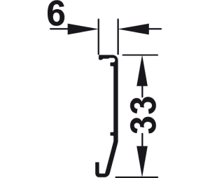 Hafele 405.23.902 Clip-On Fascia, For HAWA Clipo 36 G IF, 2' 1 19/32" Length, Aluminum, Silver Colored, Anodized