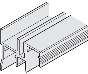 Hafele 405.52.036 Double Upper Guide Track, Pre-drilled, 11' 5 13/16" Length, Aluminum, Anodized, 1 Set